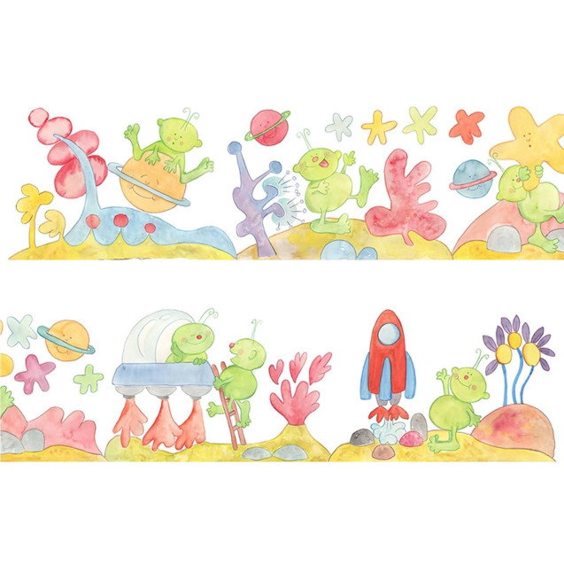 Αυτοκόλλητη Μπορντούρα Τοίχου Ango Green Aliens...