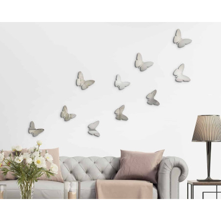 Αυτοκόλλητα 3D Πολυπροπυλενίου Ango Silver Butterflies 24012
