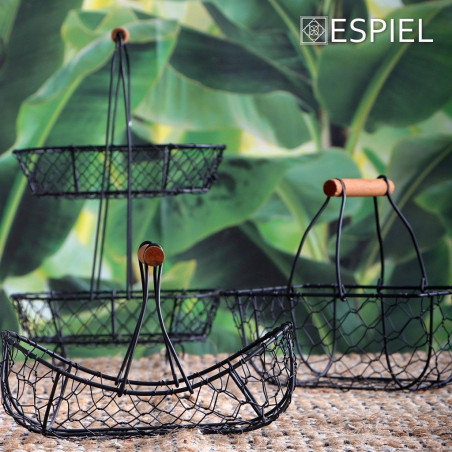 Καλάθι Μεταλλικό Espiel Μαύρο με Λαβή TAK117 23x15x15εκ