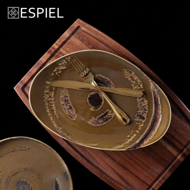 Πιατέλα Espiel Typhoon Καφέ TLW107K4 36x24,5x2,5εκ