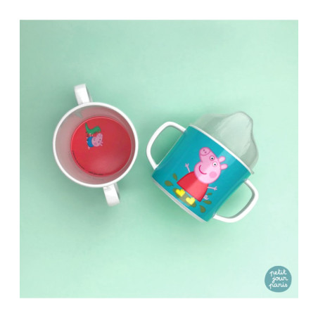 Ποτηρακι Με Δυο Χερουλια Με Αποσπωμενο Καπακι Και Ανti-Slip Βαση Peppa Pig - Petιτ Jour Paris