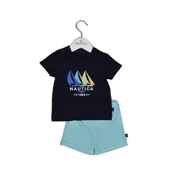 Nautica Des.18 Σετ T-Shirt & Shorts Jersey Navy/Mint 68Cm...