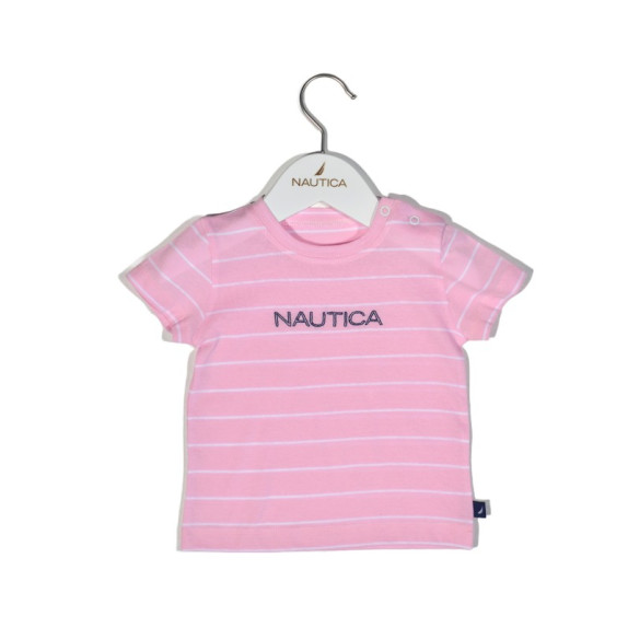 Nautica Des.12 T-Shirt  Jersey Organic Ροζ Ριγέ 98Cm 3 Ετών
