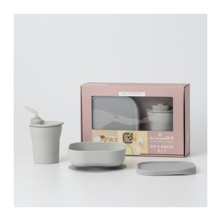 Miniware Des.15 Σετ Φαγητού Δοχείο-Ποτηράκι Γκρι