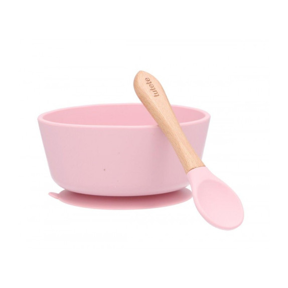 Σετ Σιλικόνης  Μπωλ Και Κουτάλι Ροζ Tutete