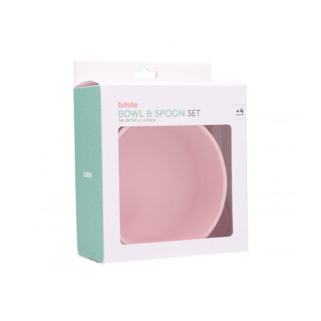 Σετ Σιλικόνης  Μπωλ Και Κουτάλι Ροζ Tutete