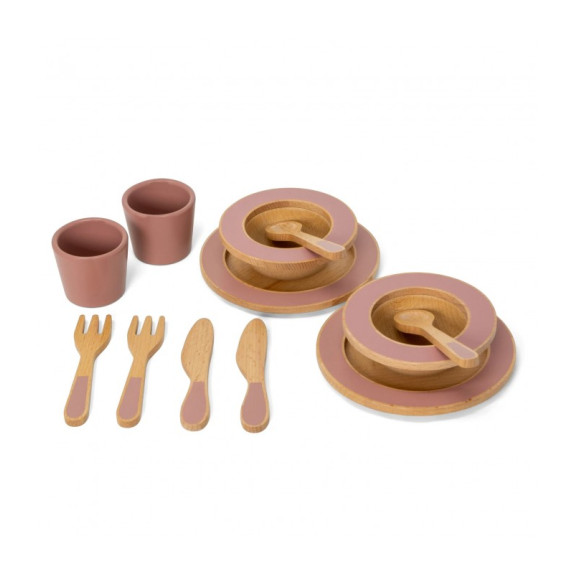 Σετ Φαγητού Ξύλινο Ροζ Mama Memo