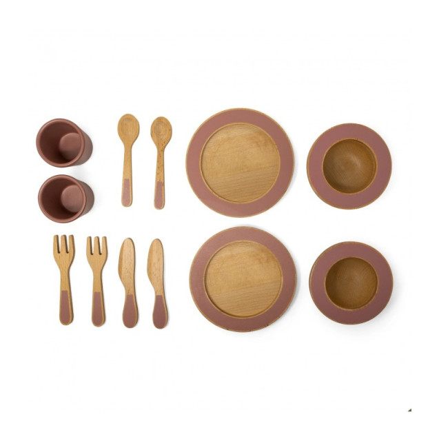 Σετ Φαγητού Ξύλινο Ροζ Mama Memo