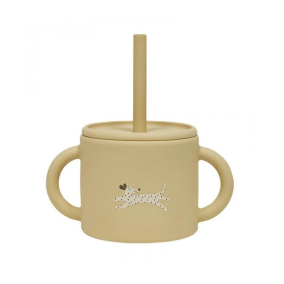 Ποτηράκι Σιλικόνης Με Καλαμάκι Enkei Εκρου Oyoy