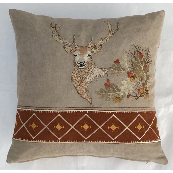 F&L 43Χ43 Μαξιλαροθήκη Χριστ/Κο Ελαφι Μπορντουρα Βελουδο...