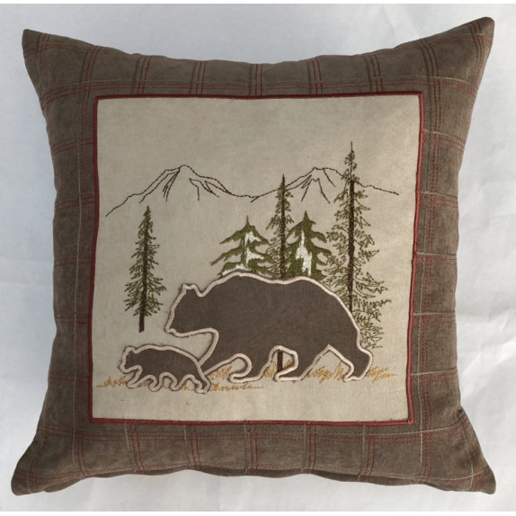 F&L 43Χ43 Μαξιλαροθήκη Χριστ/Κο Αρκουδες Δασος Βελουδο...