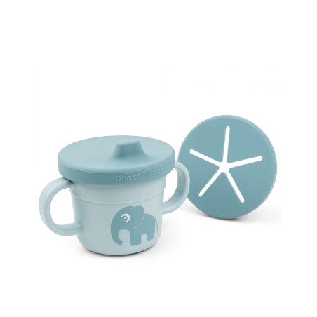 Ποτήρι Done By Deer Με Λαβές Και Στόμιο + Snack Cup Elphee Blue BR78101
