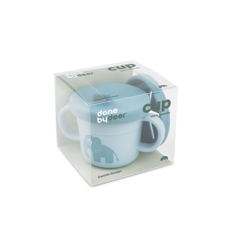 Ποτήρι Done By Deer Με Λαβές Και Στόμιο + Snack Cup Elphee Blue BR78101