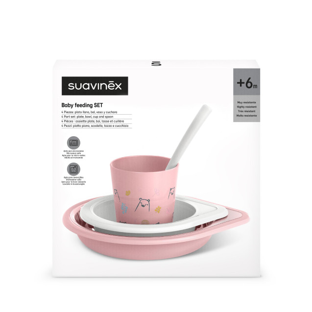 Σετ Φαγητού πλαστικό 4τεμ +6μ Pink Suavinex