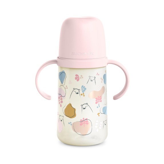 Μπουκάλι Εκπαιδευτικό με λαβές 270ml +6μ BEAR Pink Suavinex