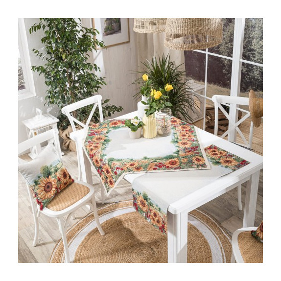 Σετ Καρέ & Runner Teoran Sunflower 100x100 & 40x100