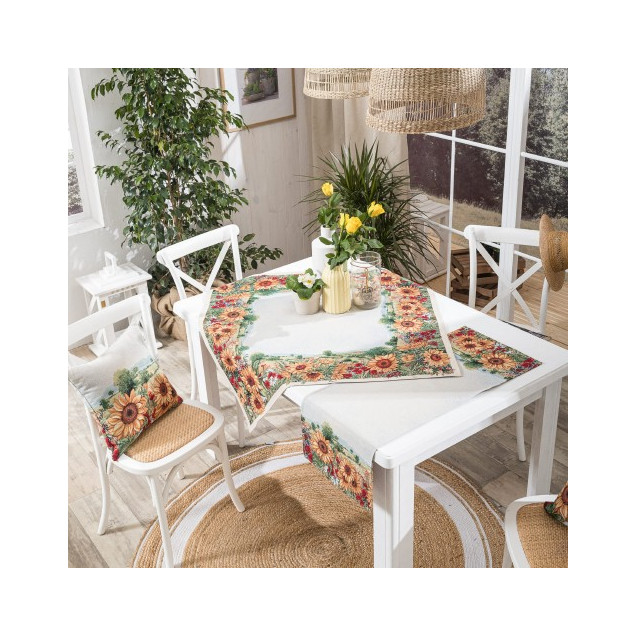 Σετ Καρέ & Runner Teoran Sunflower 100x100 &...