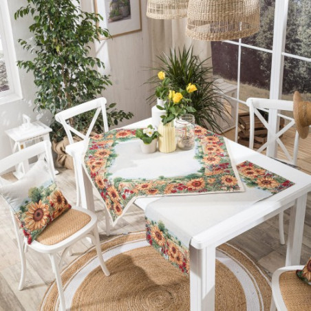 Σετ Καρέ & Runner Teoran Sunflower 100x100 & 40x100