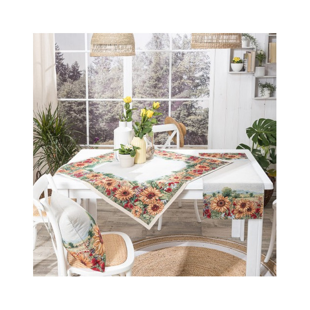 Σετ Καρέ & Runner Teoran Sunflower 100x100 &...