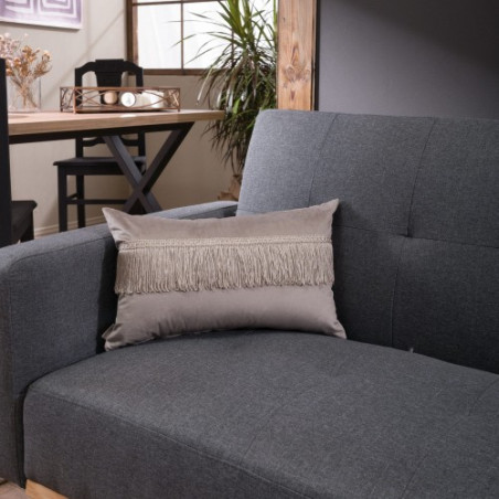 Μαξιλάρι Διακόσμησης Teoran Velvet 07 Με Κρόσι - 45x45cm με γέμιση