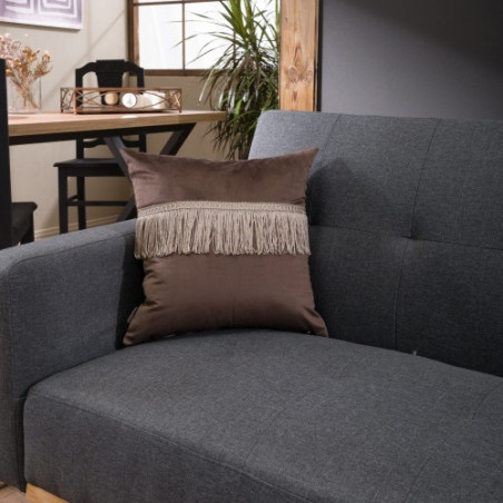 Μαξιλάρι Διακόσμησης Teoran Velvet 03 Με Κρόσι - 45x45cm με γέμιση