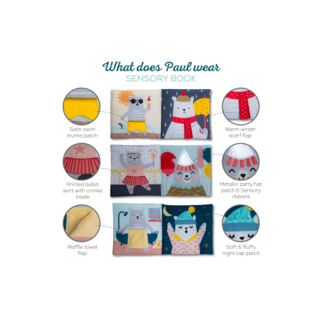 Μαλακό Βιβλίο Δραστηριότητων Taf Toys What does Paul wear book T-12605