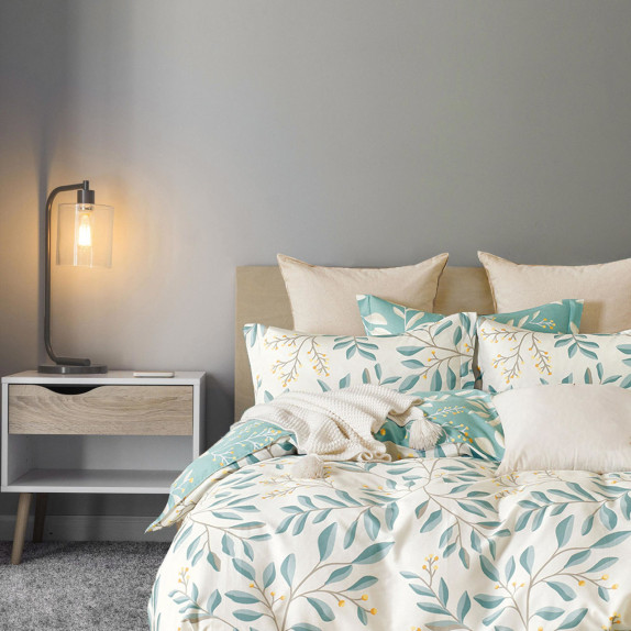 Παπλωματοθήκη Υπέρδιπλη Aslanis Home Aurora Μπεζ/Πρασινη...