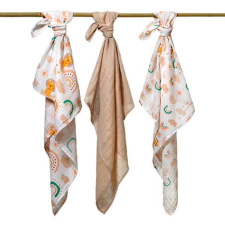 Σετ Πάνες Μουσελίνες 3 Τεμαχίων BabyOno Bamboo Τυρκουάζ BN348/08 70x70