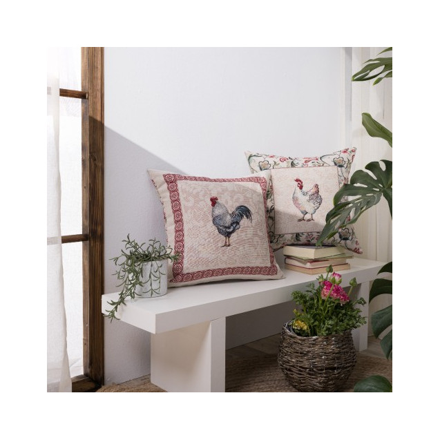 Μαξιλαροθήκη Teoran Rooster - 45x45cm με γέμιση