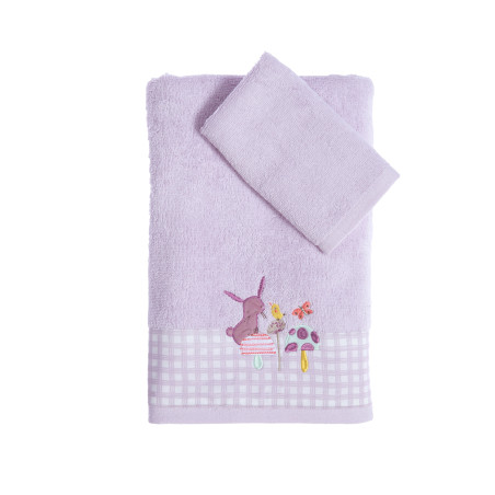 Σετ Βρεφικές Πετσέτες 2 Τεμαχίων Nef-Nef Mon Petit Jardin Lilac 30x50,70x140