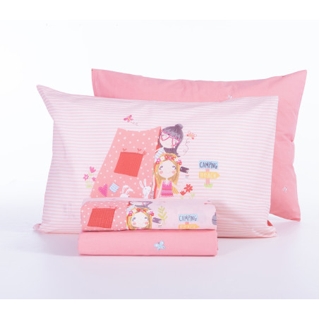 Σετ Παιδικά Σεντόνια Μονά 3 Τεμαχίων Nef-Nef Camping Coral 170x260