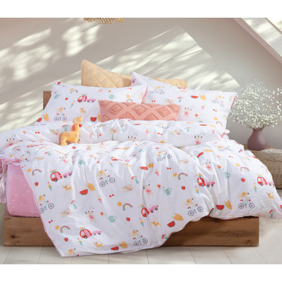 Σετ Παιδικά Σεντόνια Μονά 3 Τεμαχίων Nef-Nef Happy Today...