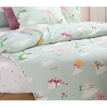 Σετ Παιδικά Σεντόνια Μονά 3 Τεμαχίων Nef-Nef Sky Is A Zoo Mint 170x260