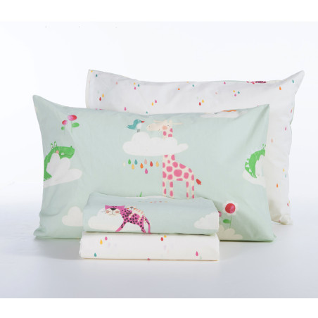 Σετ Παιδικά Σεντόνια Μονά 3 Τεμαχίων Nef-Nef Sky Is A Zoo Mint 170x260