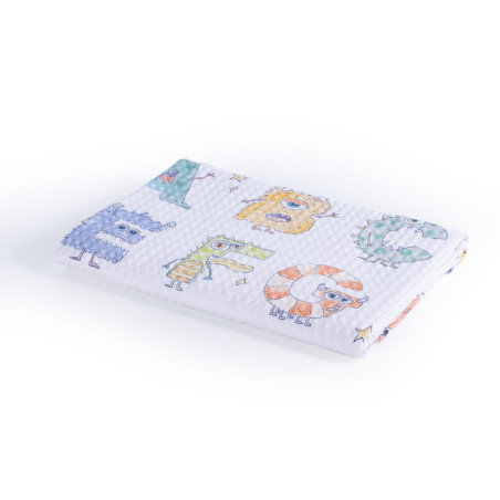 Βρεφική Κουβέρτα Πικέ Αγκαλιάς Nef-Nef Alphabet Monster White 80x110