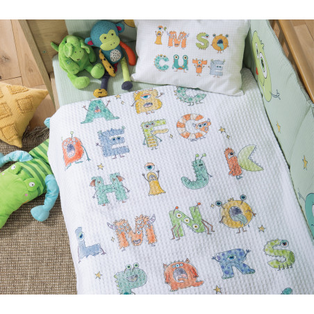 Κουβέρτα Κούνιας Nef-Nef Alphabet Monster White 110x150