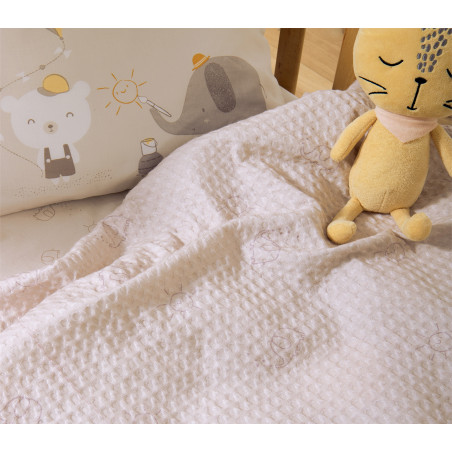 Κουβέρτα Κούνιας Nef-Nef Happy Days Greige 110x150