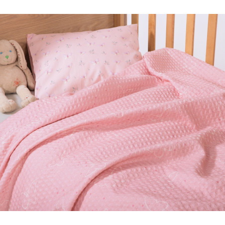 Βρεφική Κουβέρτα Πικέ Αγκαλιάς Nef-Nef Wings Of Joy Pink 80x110