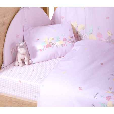 Σετ Σεντόνια Κούνιας 3 Τεμαχίων Nef-Nef Mon Petit Jardin Lilac 120x170