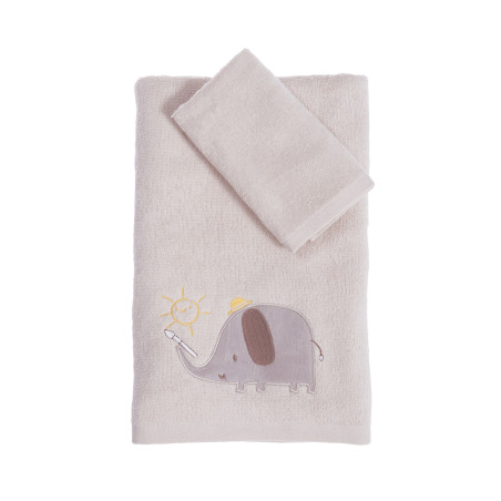 Σετ Βρεφικές Πετσέτες 2 Τεμαχίων Nef-Nef Happy Days Greige 30x50,70x140