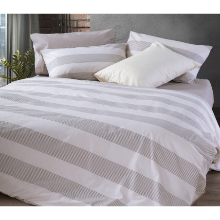 Σετ Σεντόνια King Size με Λάστιχο 4 Τεμαχίων Nef-Nef Casual Stripe Ecru 180x200+32