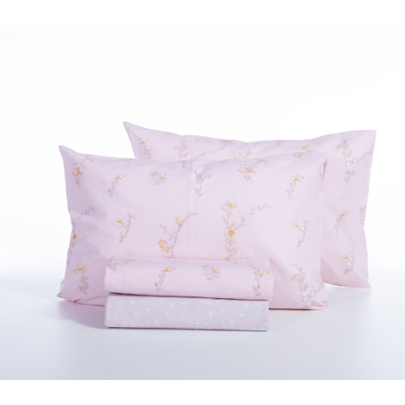 Σετ Σεντόνια Μονά με Λάστιχο 3 Τεμαχίων Nef-Nef Irida Pink 100x200+35