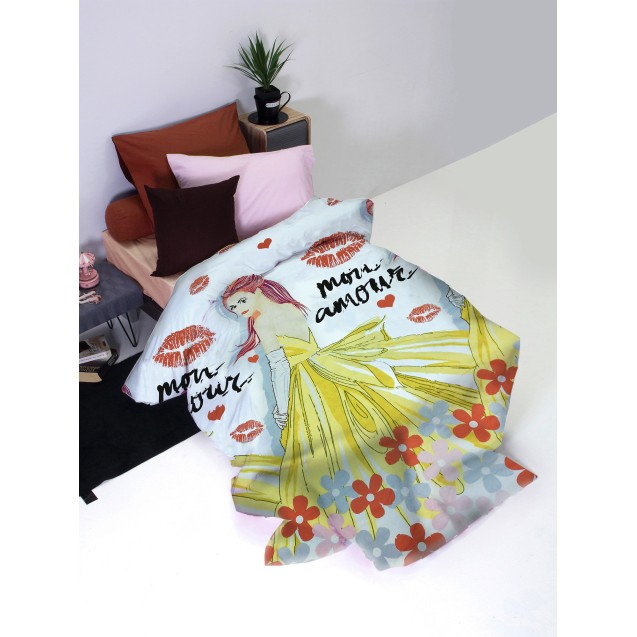 Πάπλωματοθήκη Μονή Sb Home Brigita Lime 170x240