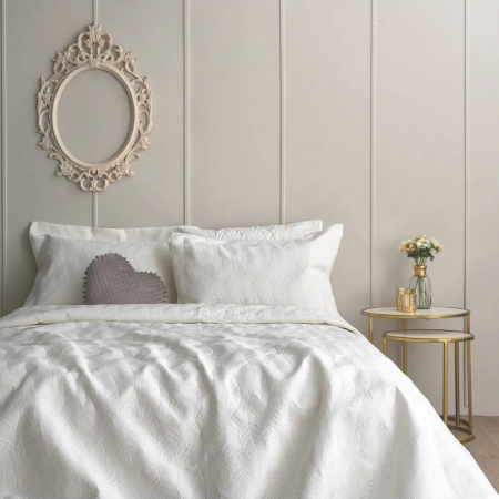  Σετ Κουβερλί & Σετ Σεντόνια Υπέρδιπλα 7 Τεμαχίων Palamaiki Wedding Luxury 15 Ivory 240x250