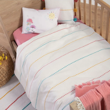  Κουβέρτα Αγκαλιάς Nef-Nef Life Line Coral/Yellow 80x110